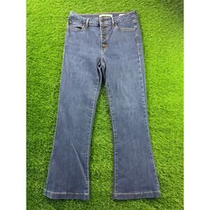 GUESS 1981 Flare Jeans Sz 30 Medium Wash Blue Button Fly Women Stretch Denim Y2K